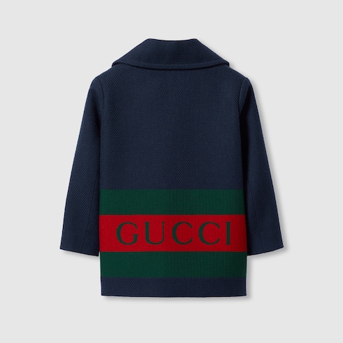 Manteau pour enfant en laine avec bande Web