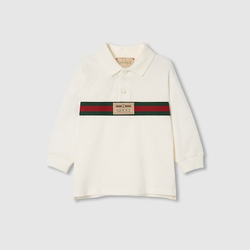 Baby Poloshirt aus Baumwolle mit Web in elfenbein GUCCI DE