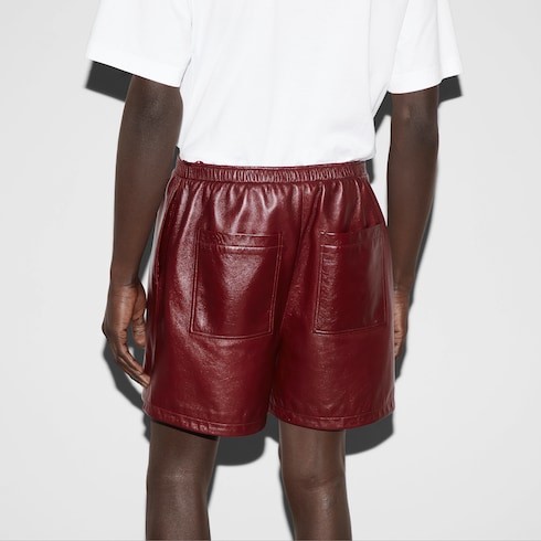 Leather short with Gucci detail in Red Ready to wear GUCCI SI