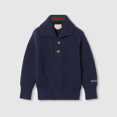 Children's rib stitch wool sweater