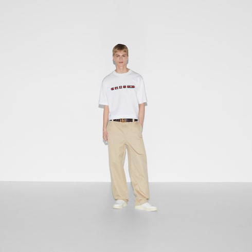 Cotton jersey T-shirt with Gucci print