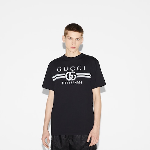 T-shirt in jersey di cotone con stampa Gucci