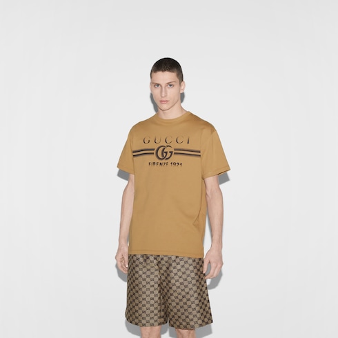 T-Shirt aus Baumwolljersey mit Gucci Print