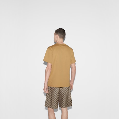 Cotton jersey T-shirt with Gucci print Detail 4