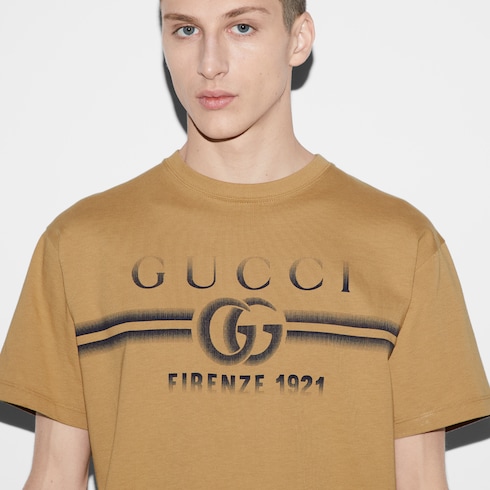 T-Shirt aus Baumwolljersey mit Gucci Print