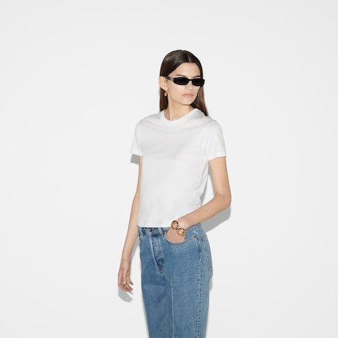 T-shirt in jersey di cotone ricamato
