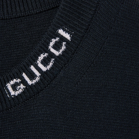 T-shirt in seta e cotone con intarsio Gucci