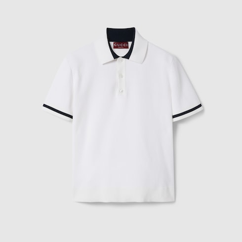 Polo en maille de coton avec intarsia