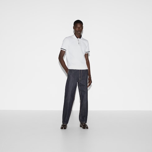 Polo en maille de coton avec intarsia