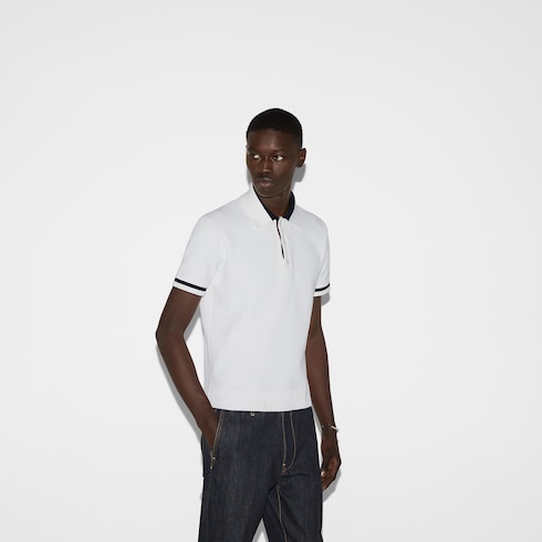 Polo en maille de coton avec intarsia