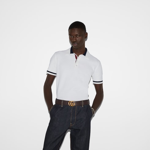 Polo en maille de coton avec intarsia