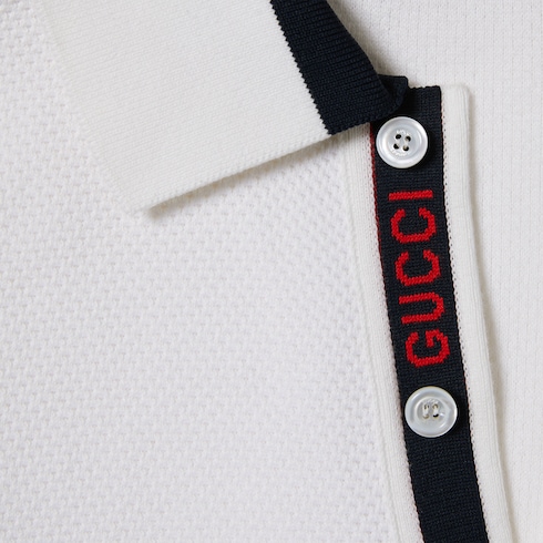 Polo en maille de coton avec intarsia