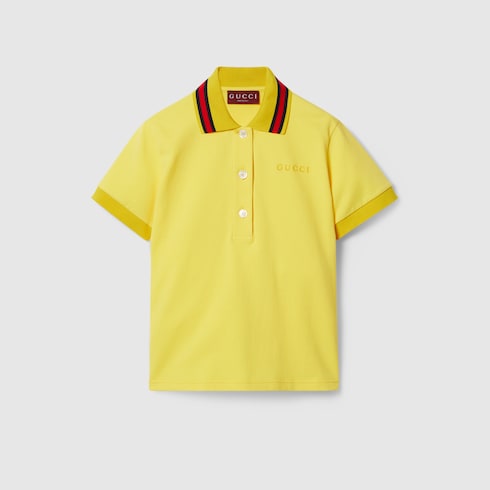 Cotton stretch piquet polo shirt in yellow GUCCI IE