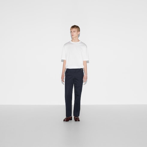 Pantalon en twill de coton double avec bande Web