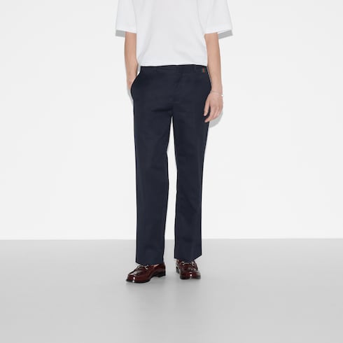 Pantalon en twill de coton double avec bande Web