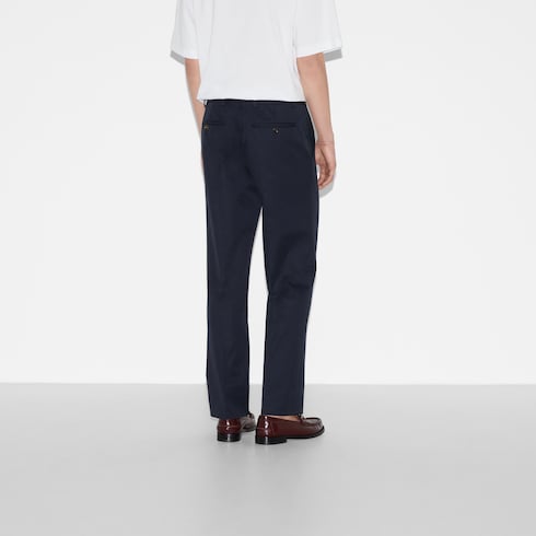 Pantalon en twill de coton double avec bande Web