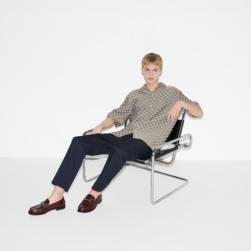 Pantalon en twill de coton double avec bande Web