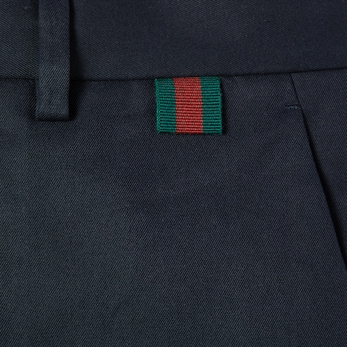 Pantaloni in doppio twill di cotone con nastro Web