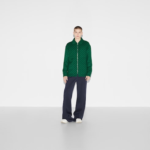 Wattiertes Overshirt aus GG Wollflanell in grün und marineblau 