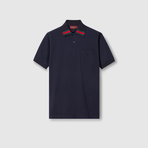 Cotton polo shirt with Web Detail 2