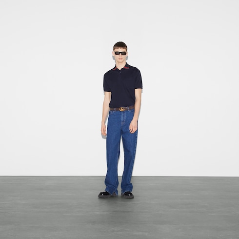 Poloshirt aus Baumwolle mit Web