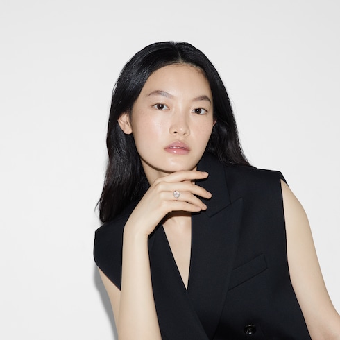 Gucci Interlocking系列18K金钻石戒指