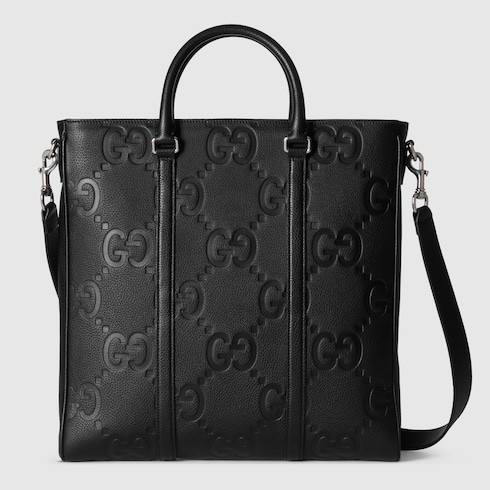 Jumbo GG medium tote bag in black GG canvas | GUCCI® SG