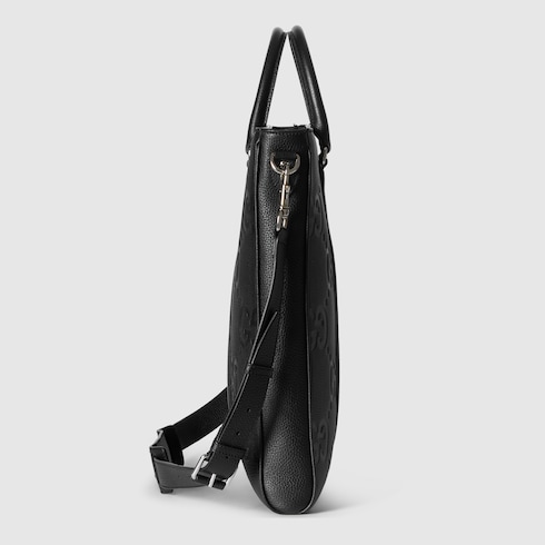 Jumbo GG medium tote bag in black leather GUCCI IE