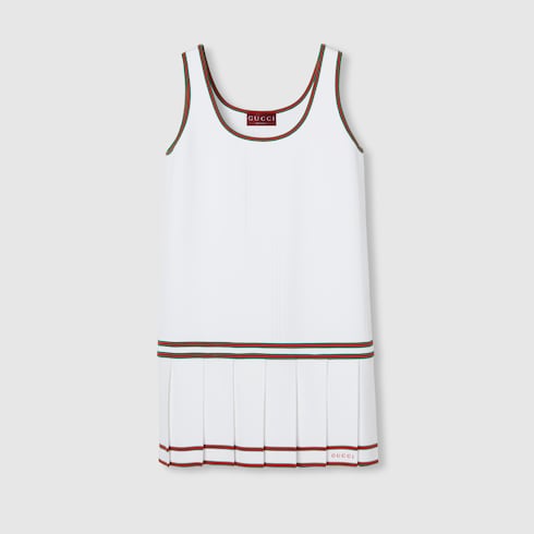 Vestido plisado con ribete con tribanda Web