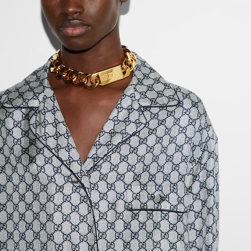 Chemise en twill de soie GG