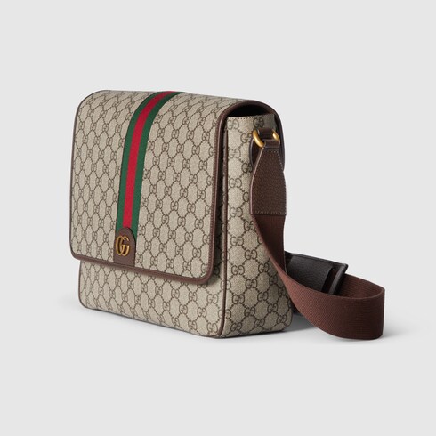 Ophidia GG large crossbody bag in beige and ebony GG Supreme  