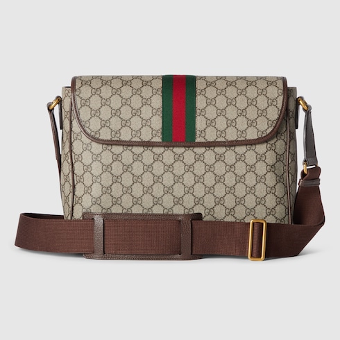 Ophidia GG large crossbody bag in beige and ebony GG Supreme  