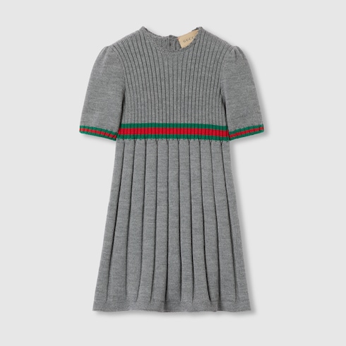 Children s wool dress with Web in grey GUCCI US