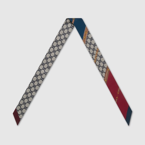 Nœud de cou en soie à imprimé héritage Gucci