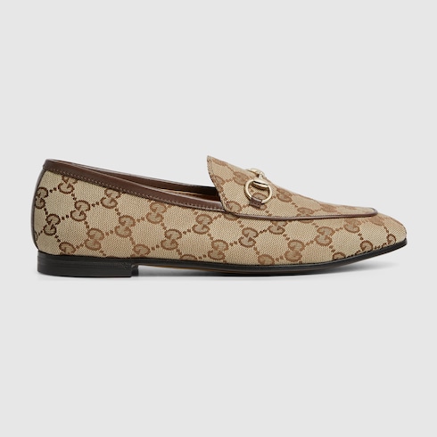 Gucci Jordaan Damenloafer in beige und ebenholzfarbener GG Canvas GUCCI DE