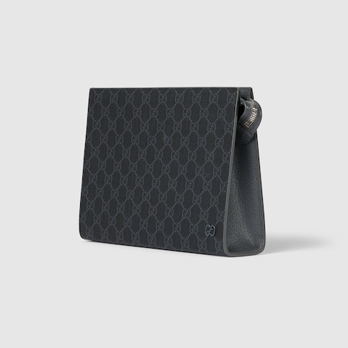 Bi-color small pouch in Black GG Canvas | GUCCI® SI