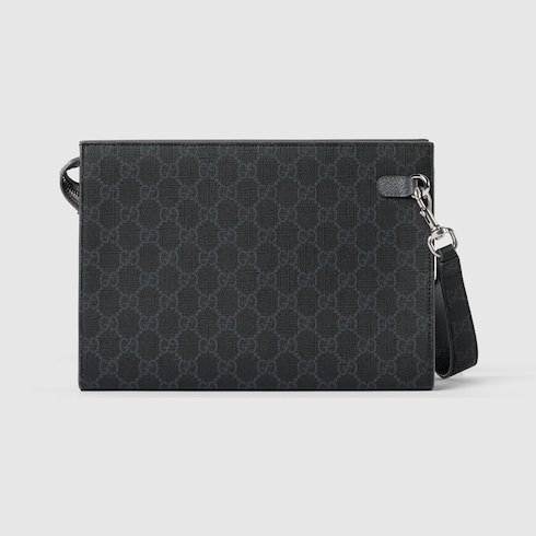 Cartera de mano con ribete gris mediano