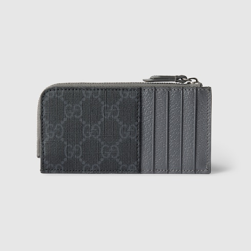 Porte-cartes GG zippé à finitions grises