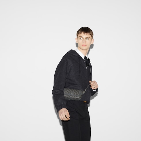 Ophidia Super-Mini-Schultertasche in grauer und schwarzer Supreme 