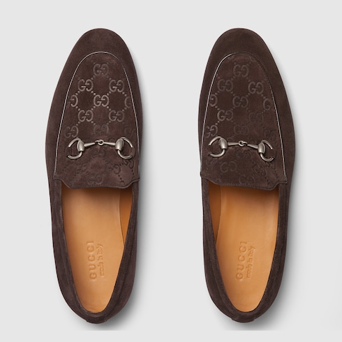 Mocassino uomo con Morsetto in pelle scamosciata marrone scuro GUCCI Italia
