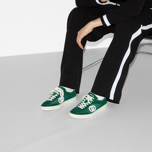 Herrensneaker mit GG in grünes Wildleder | GUCCI® DE 