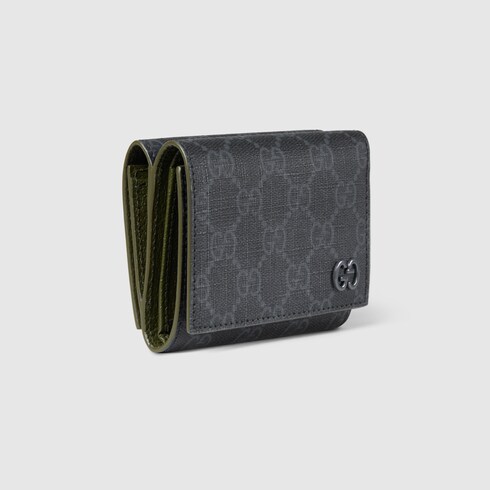 【新品未使用】Gucci GGディテール付き　三つ折りウォレット GG 三つ折りウォレット グリーン インテリア ・ブラック GGスプリーム