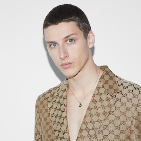 Gucci Interlocking系列玫瑰色18K金项链