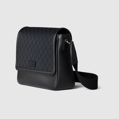 Medium GG crossbody bag with tag in black leather | GUCCI® US