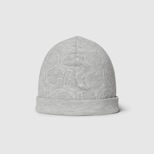 Baby cotton hat with Gucci embroidery in Grey Undefined GUCCI SI