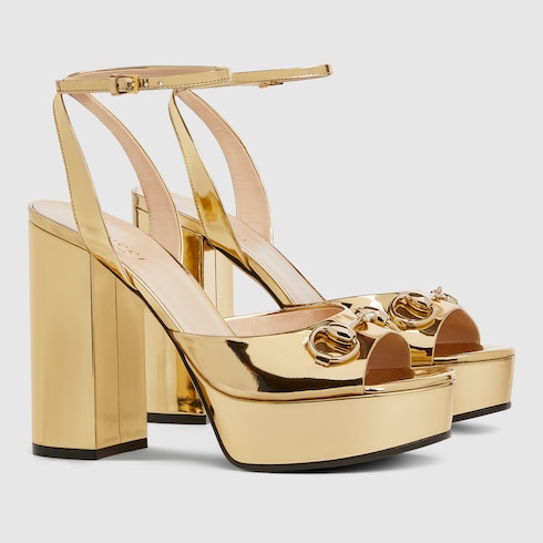 Gucci gold strappy sandals hot sale