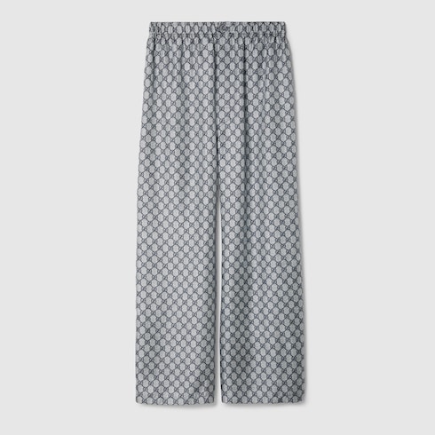 Pantaloni in twill di seta GG