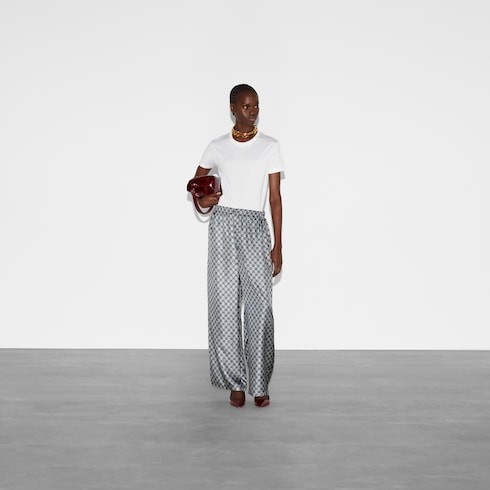 Pantaloni in twill di seta GG