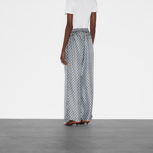 Pantaloni in twill di seta GG