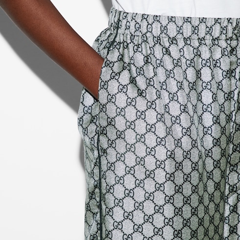 Pantaloni in twill di seta GG